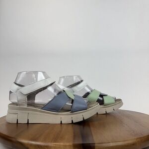 Womens Cloud Ivey Multicolor Leather Platform Wedge Peep Toe Sandals Size 38 EUC